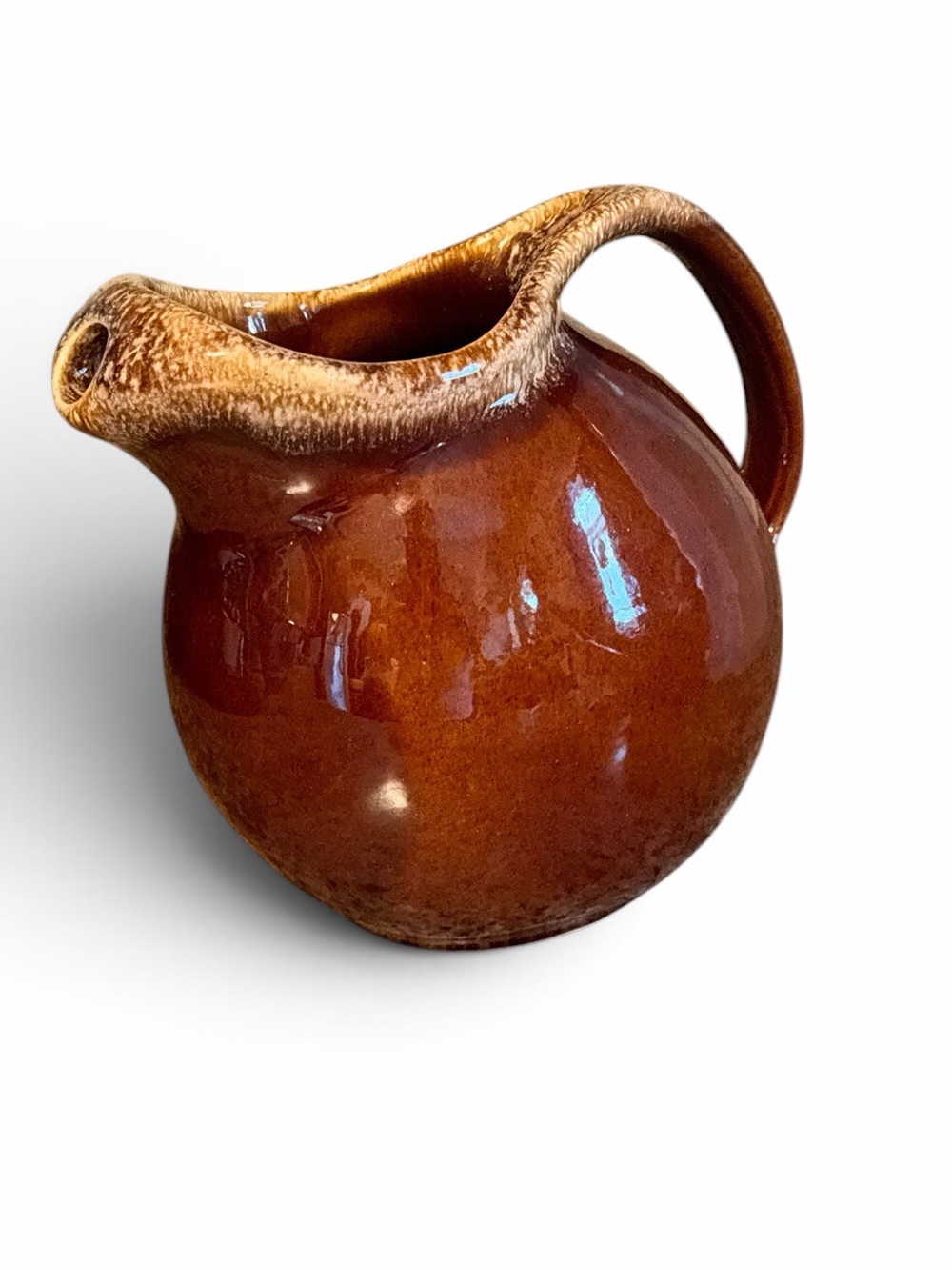 Vintage Hull Pottery Ceramic Brown Drip Glaze Pitcher